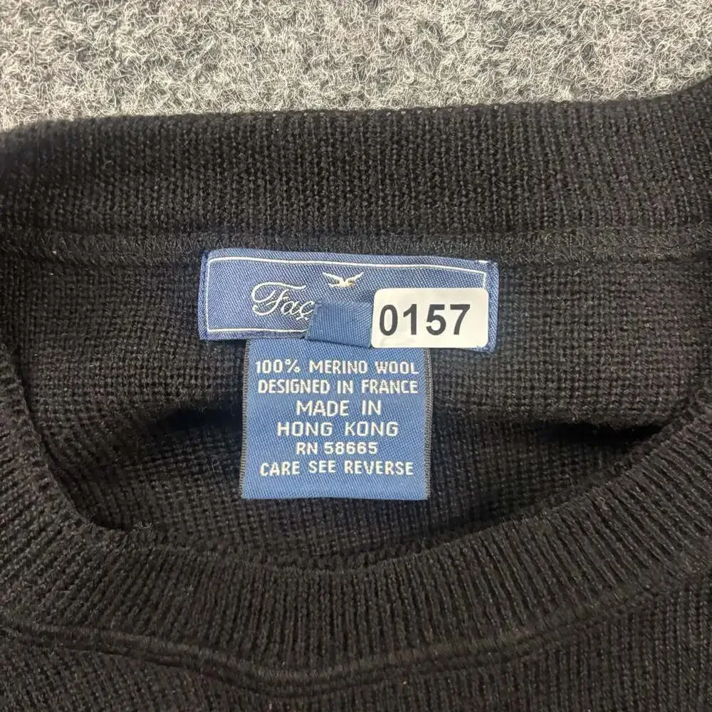 Faconnable 100% Wool Black Crewneck Sweater Size S